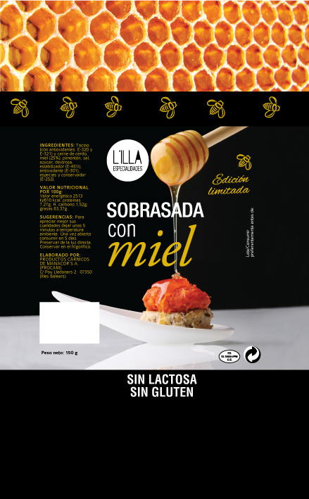 diseño gráfico etiqueta miel con sobrasada