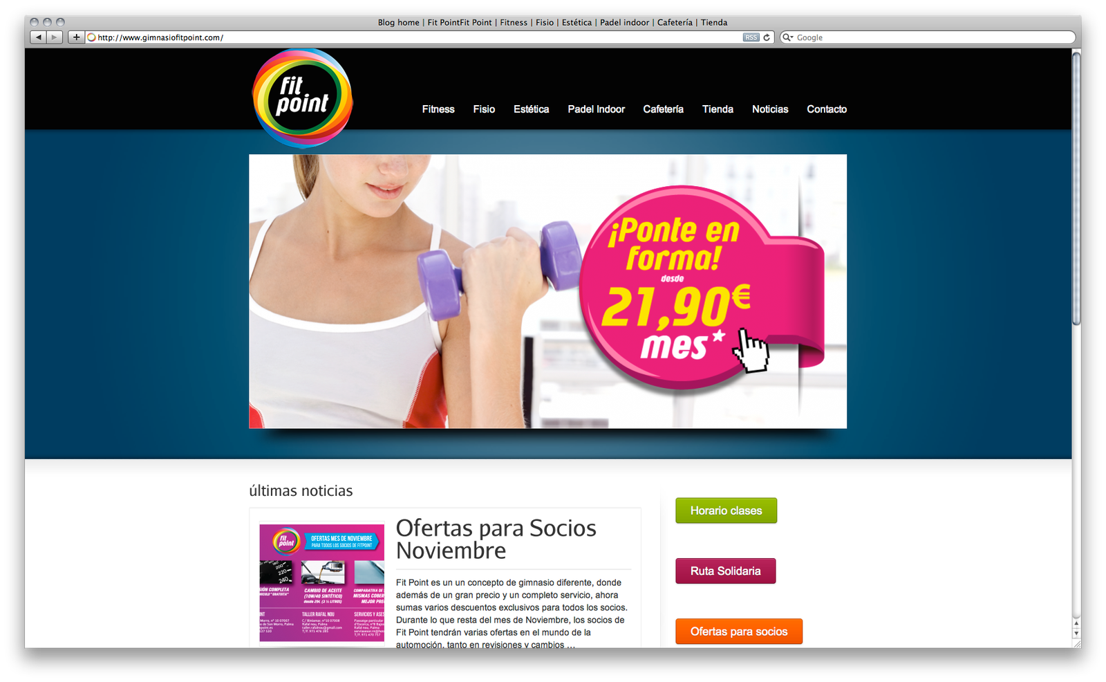 diseño página web gimnasio